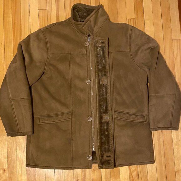 Utex Shearling Jacket faux fur Mens XL Brown Warmer - Picture 1 of 15